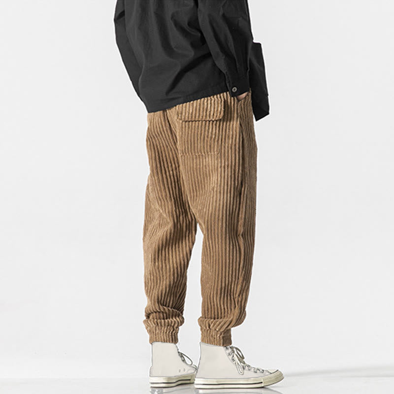 Buddha Stones冬用 無地 メンズ 足首丈 コーデュロイパンツ ポケット付き - image 27