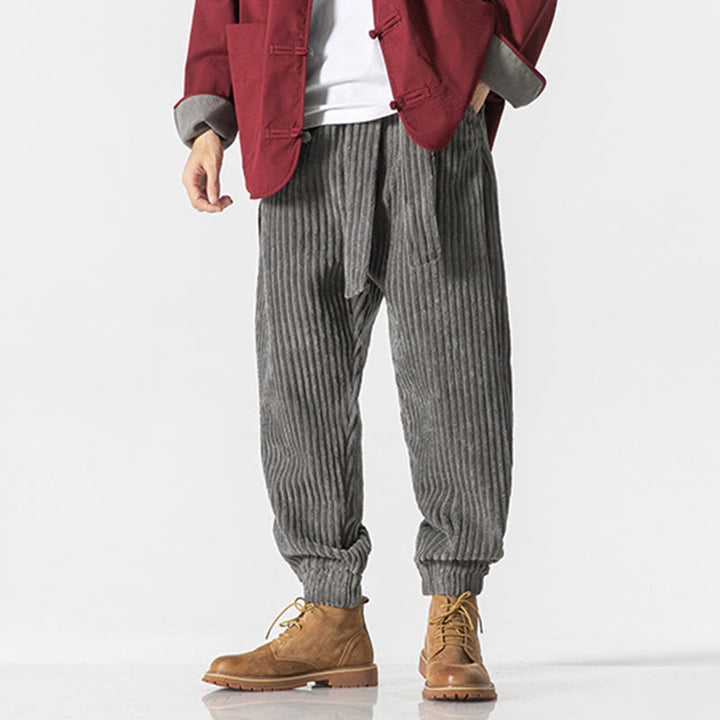 Buddha Stones冬用 無地 メンズ 足首丈 コーデュロイパンツ ポケット付き - image 6