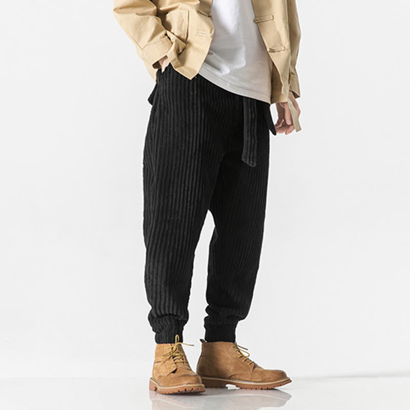 Buddha Stones冬用 無地 メンズ 足首丈 コーデュロイパンツ ポケット付き - image 22