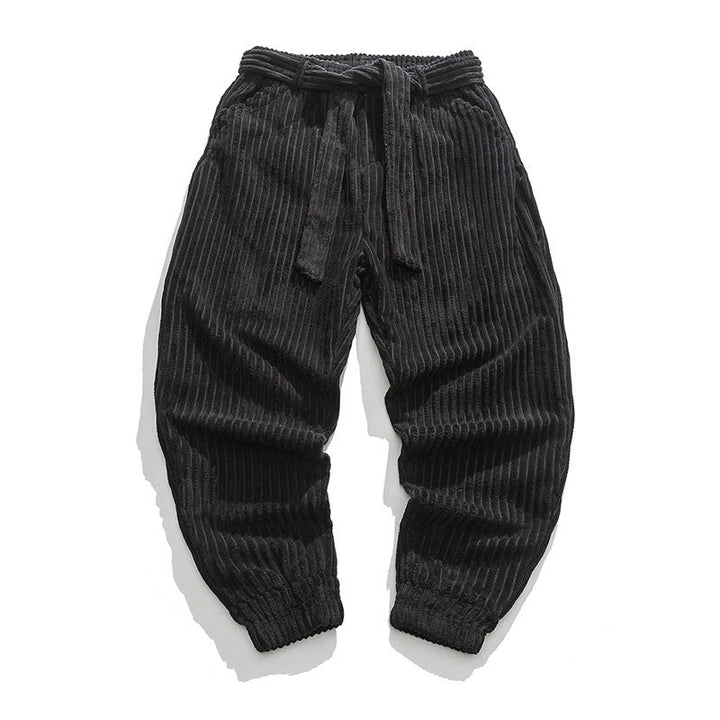 Buddha Stones冬用 無地 メンズ 足首丈 コーデュロイパンツ ポケット付き - 黒 - US/UK/AU46、 EU56 (5XL) - image 15