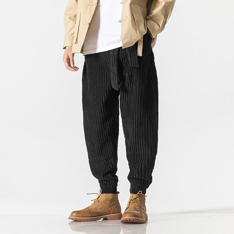 Buddha Stones冬用 無地 メンズ 足首丈 コーデュロイパンツ ポケット付き - image 20