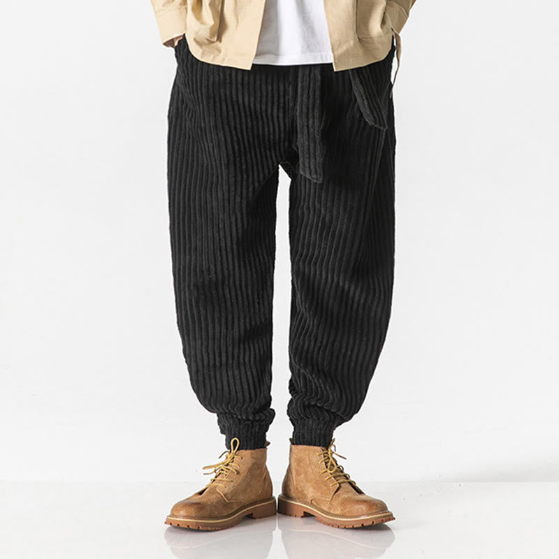 Buddha Stones冬用 無地 メンズ 足首丈 コーデュロイパンツ ポケット付き - image 16