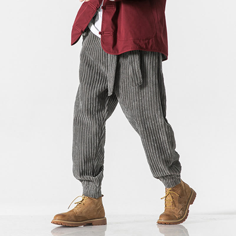 Buddha Stones冬用 無地 メンズ 足首丈 コーデュロイパンツ ポケット付き - image 9