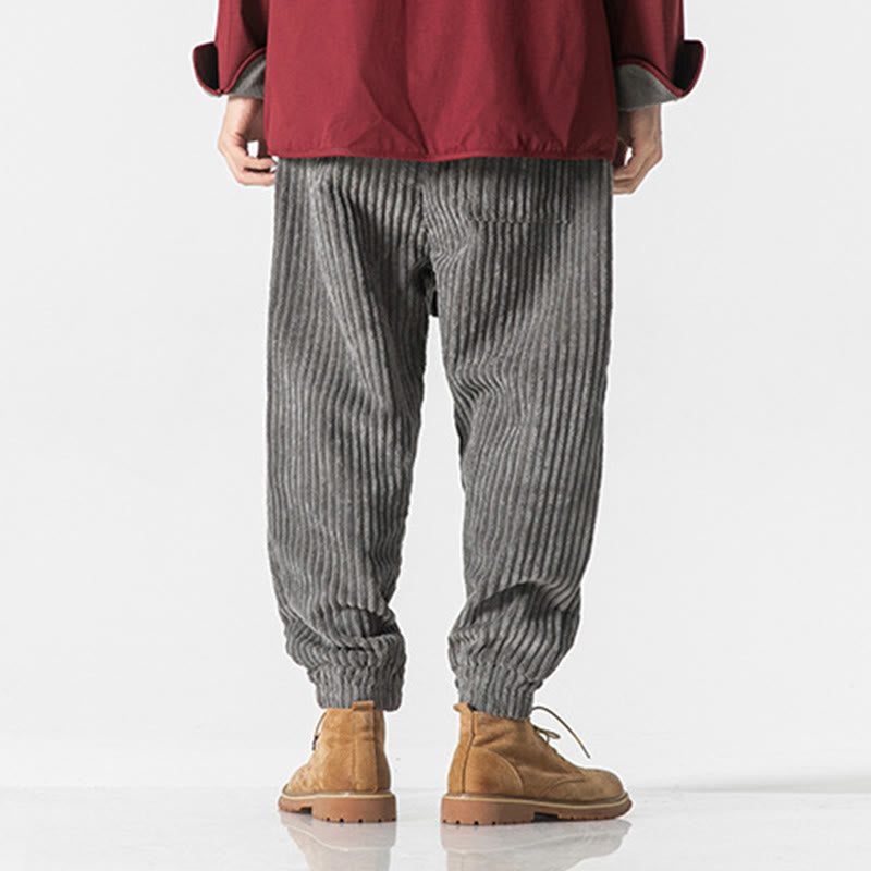 Buddha Stones冬用 無地 メンズ 足首丈 コーデュロイパンツ ポケット付き - image 8
