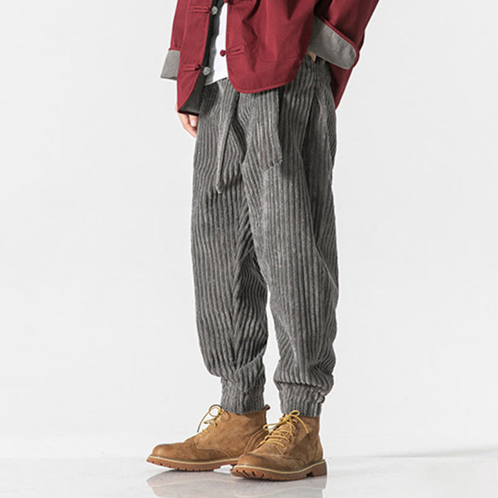 Buddha Stones冬用 無地 メンズ 足首丈 コーデュロイパンツ ポケット付き - image 2