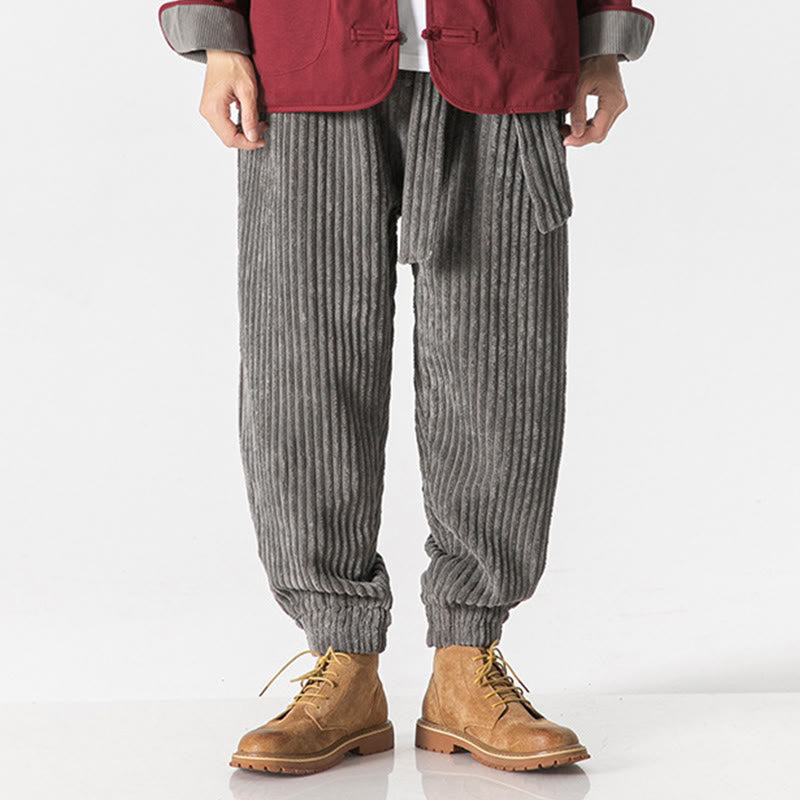 Buddha Stones冬用 無地 メンズ 足首丈 コーデュロイパンツ ポケット付き - image 3