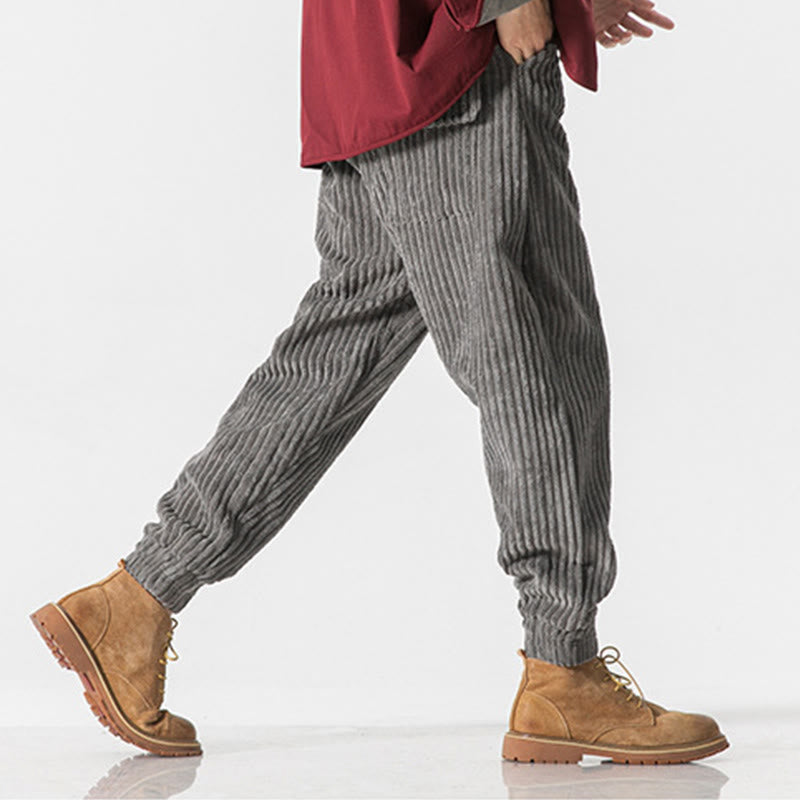 Buddha Stones冬用 無地 メンズ 足首丈 コーデュロイパンツ ポケット付き - image 10