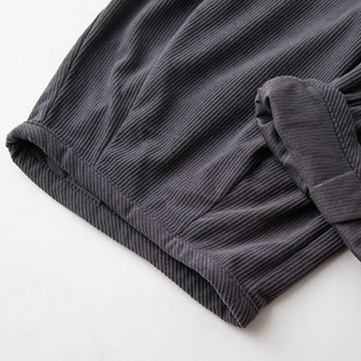 Buddha Stones冬用 メンズ ドローストリング 無地 伸縮性ウエストバンドデザイン コーデュロイパンツ ポケット付き - image 6