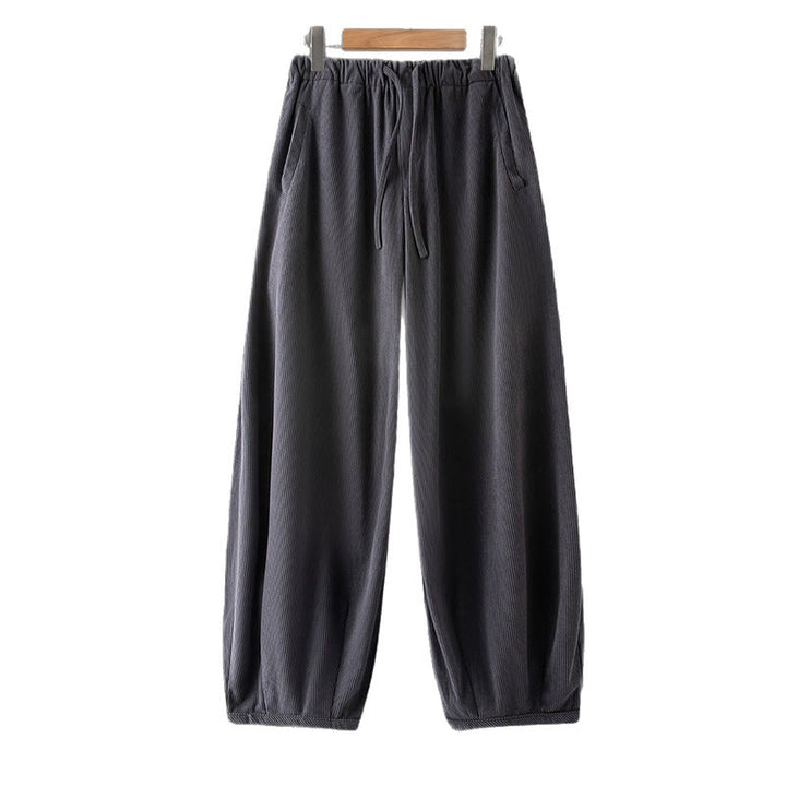 Buddha Stones冬用 メンズ ドローストリング 無地 伸縮性ウエストバンドデザイン コーデュロイパンツ ポケット付き - image 7