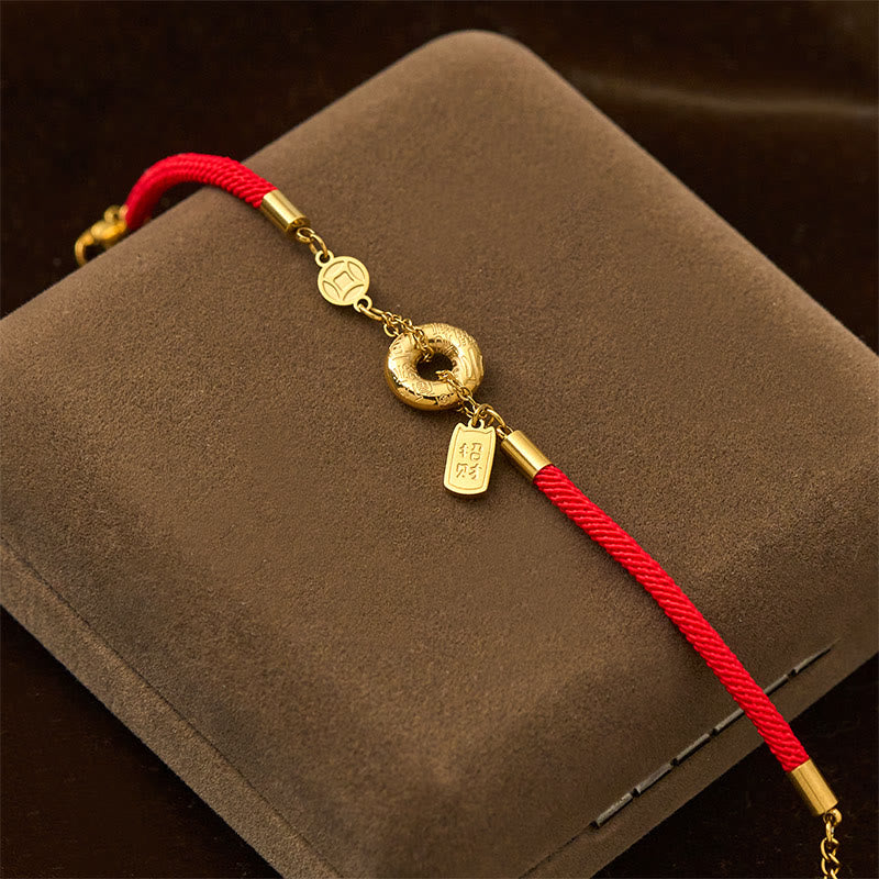 Buddha Stones平和のお守りチャーム幸運繁栄を引き寄せるチャーム チタン鋼赤紐繋がり ブレスレット - image 2