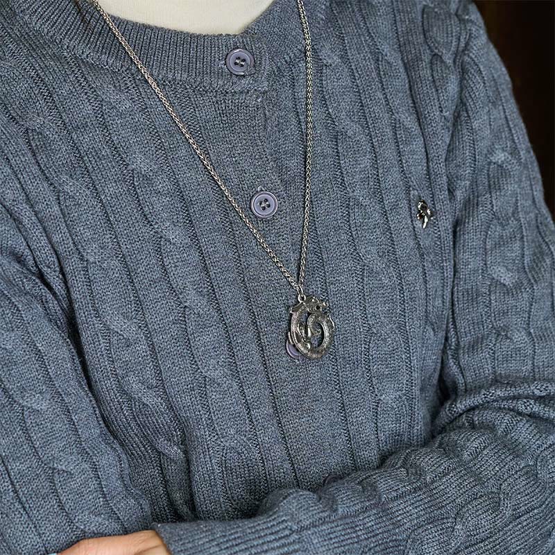 Buddha Stonesチベット コイル状龍 饕餮 模様 銅メッキ シルバー ネックレス ペンダント - image 5