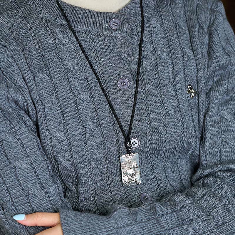 Buddha Stones午年十二支誕生仏銅メッキ シルバー バランスネックレス ペンダント - image 12