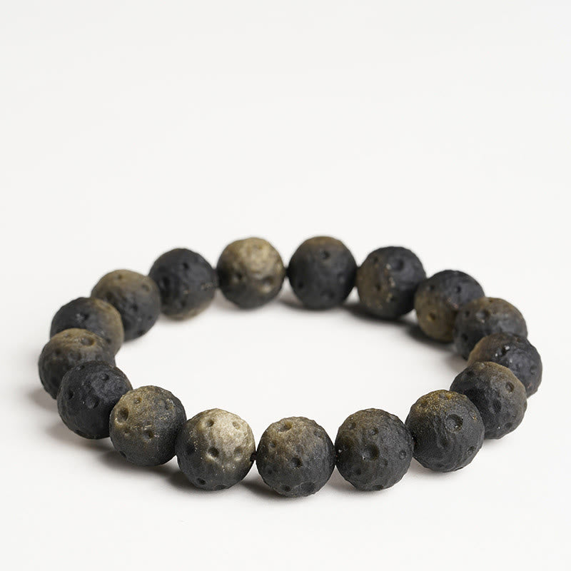 Buddha Stones天然銀光沢黒曜石 金光沢黒曜石 ラウンドビーズ守護ブレスレット - ゴールドシーンオブシディアン（手首周り：15～17cm） - 14mm - image 6