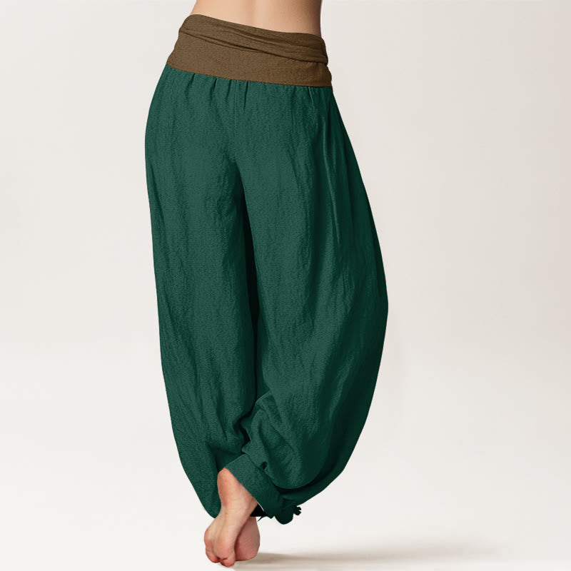 Buddha Stonesコットン ブラック グリーン タン 無地 レディース 伸縮性ウエスト ハーレムパンツ - image 6