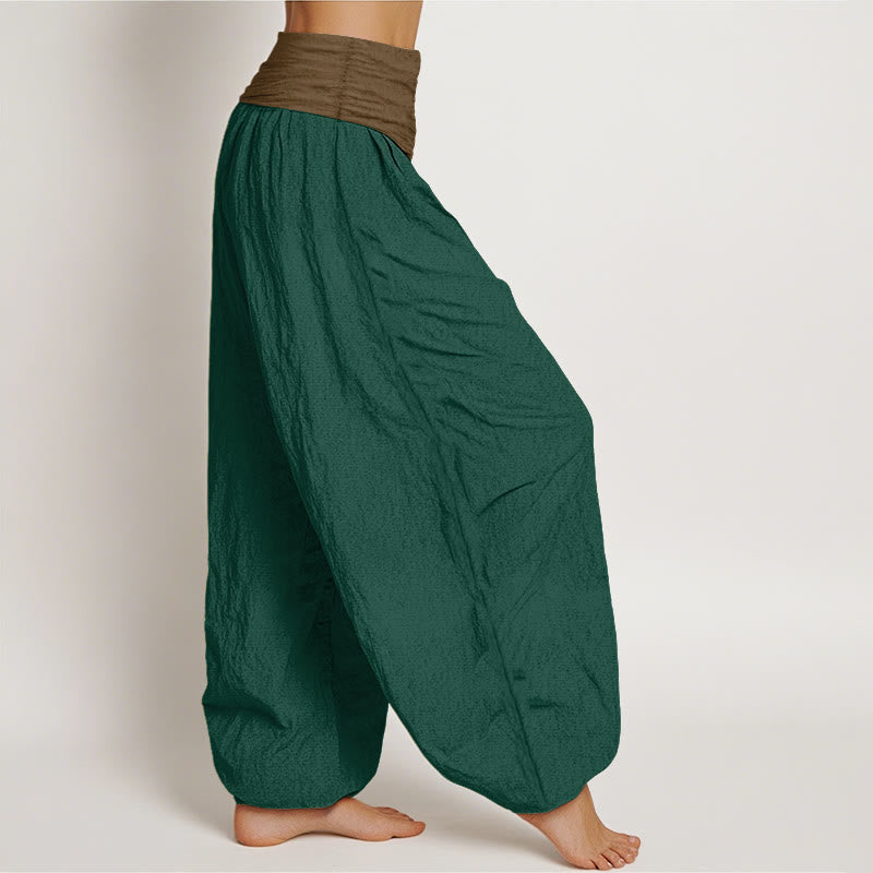 Buddha Stonesコットン ブラック グリーン タン 無地 レディース 伸縮性ウエスト ハーレムパンツ - image 7