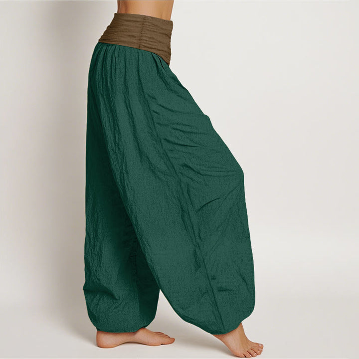 Buddha Stonesコットン ブラック グリーン タン 無地 レディース 伸縮性ウエスト ハーレムパンツ - image 7