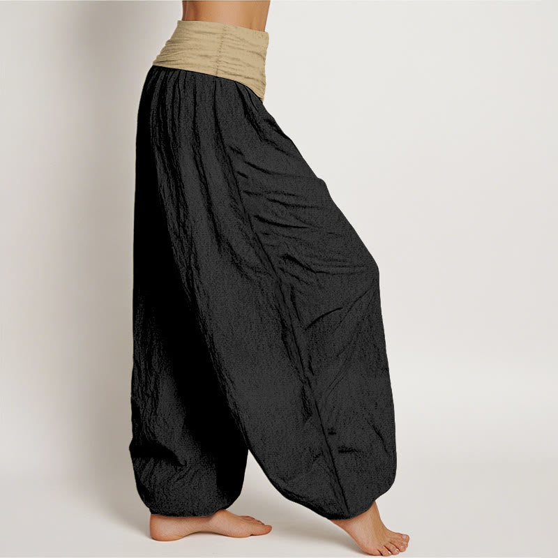 Buddha Stonesコットン ブラウン ブルー ブラック 無地 レディース 伸縮性ウエスト ハーレムパンツ - image 10