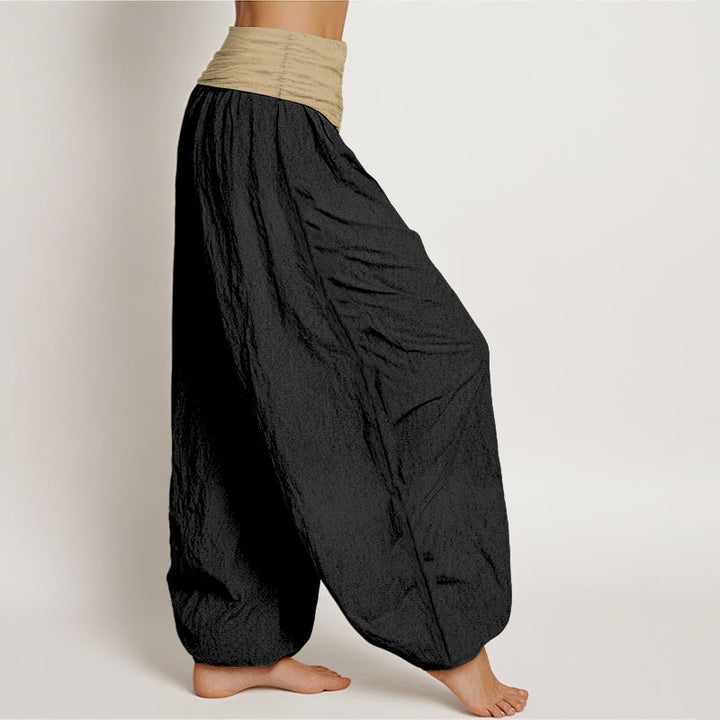 Buddha Stonesコットン ブラウン ブルー ブラック 無地 レディース 伸縮性ウエスト ハーレムパンツ - image 10