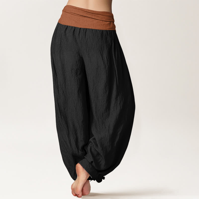 Buddha Stonesコットン グリーン ブラック ブラウン レッド 無地 レディース 伸縮性ウエスト ハーレムパンツ - image 6