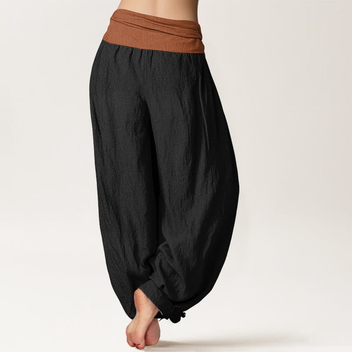Buddha Stonesコットン グリーン ブラック ブラウン レッド 無地 レディース 伸縮性ウエスト ハーレムパンツ - image 6