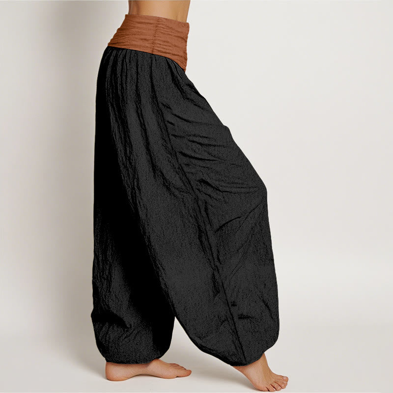 Buddha Stonesコットン グリーン ブラック ブラウン レッド 無地 レディース 伸縮性ウエスト ハーレムパンツ - image 7