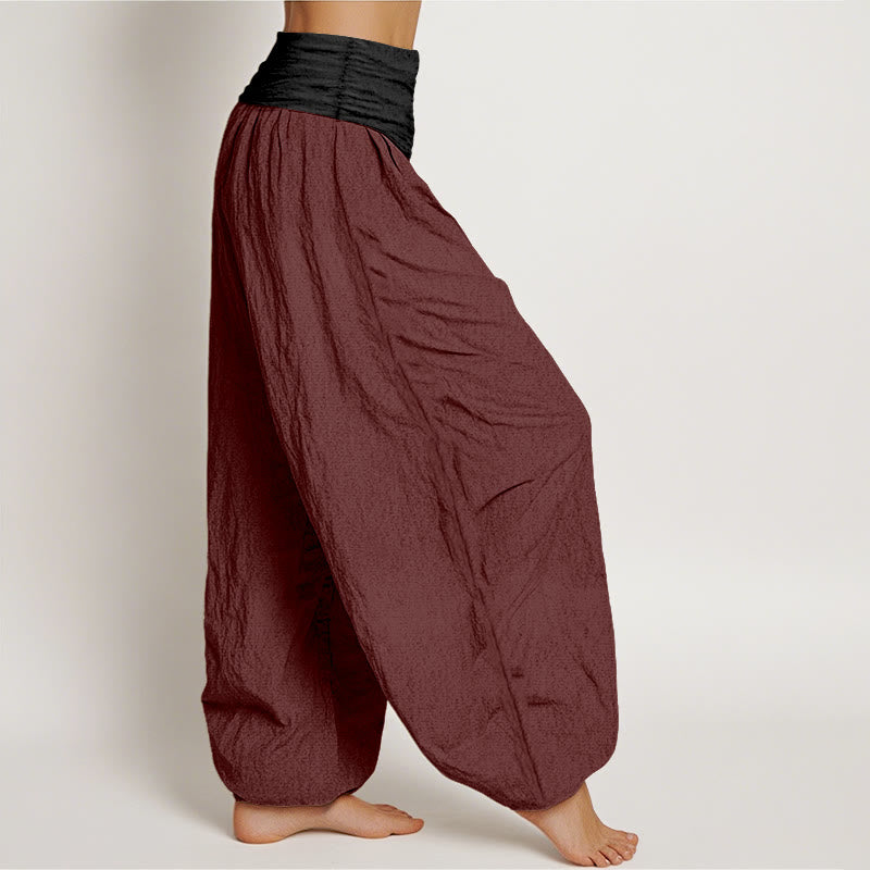 Buddha Stonesコットン グリーン ブラック ブラウン レッド 無地 レディース 伸縮性ウエスト ハーレムパンツ - image 13