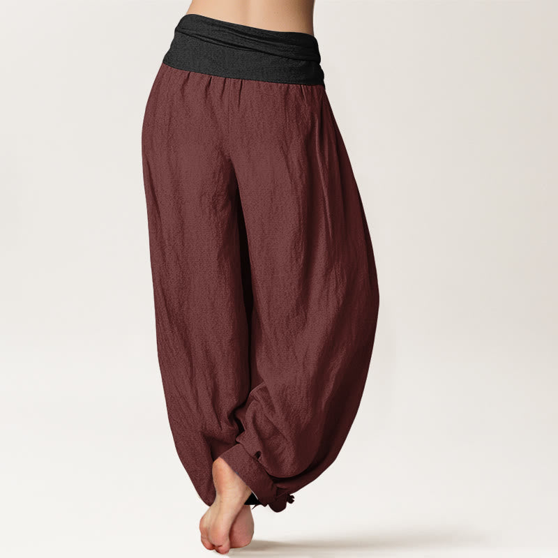 Buddha Stonesコットン グリーン ブラック ブラウン レッド 無地 レディース 伸縮性ウエスト ハーレムパンツ - image 12