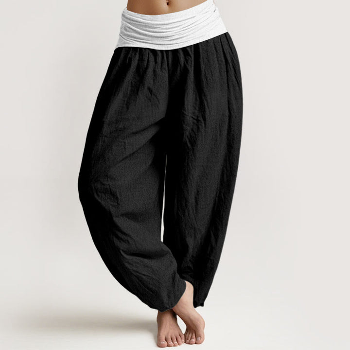 Buddha Stonesコットン ブルー ブラック グレー 無地 レディース 伸縮性ウエスト ハーレムパンツ - 黒 - US16、 UK/AU20、 EU48 (3XL) - image 5