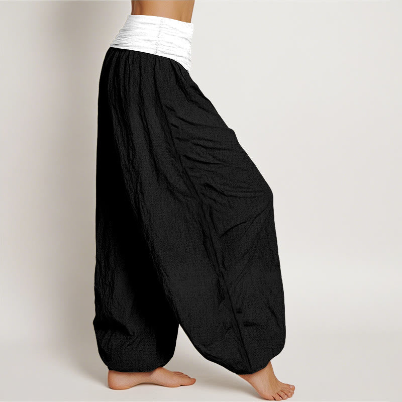 Buddha Stonesコットン ブルー ブラック グレー 無地 レディース 伸縮性ウエスト ハーレムパンツ - image 7