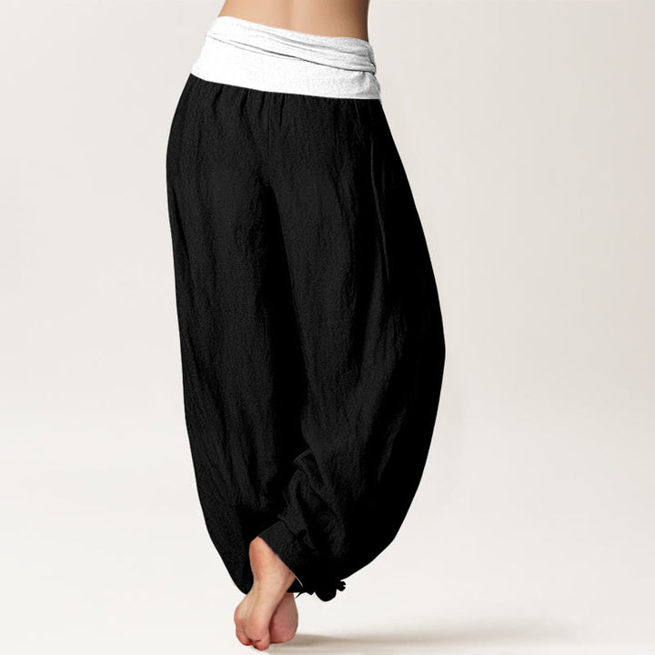 Buddha Stonesコットン ブルー ブラック グレー 無地 レディース 伸縮性ウエスト ハーレムパンツ - image 6