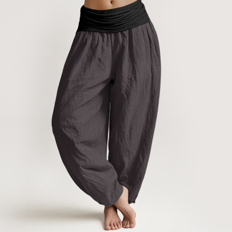 Buddha Stonesコットン ブルー ブラック グレー 無地 レディース 伸縮性ウエスト ハーレムパンツ - 薄暗い灰色 - US16、 UK/AU20、 EU48 (3XL) - image 8
