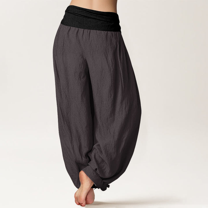 Buddha Stonesコットン ブルー ブラック グレー 無地 レディース 伸縮性ウエスト ハーレムパンツ - image 9