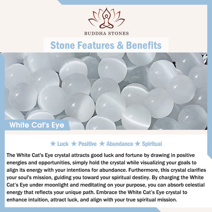 Buddha Stonesホワイトキャッツアイ 豊穣のスピリチュアルカフバングルブレスレット - image 5