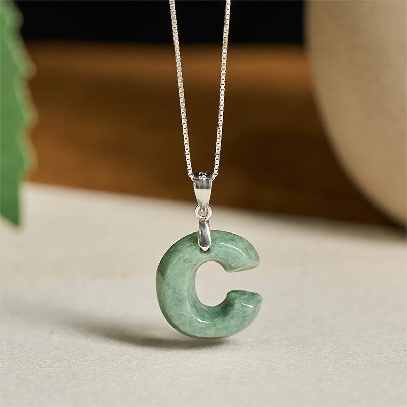 Buddha Stones天然 AZ 文字翡翠 925 スターリングシルバー シルムチェーン豊かさのネックレスペンダント - C - image 16