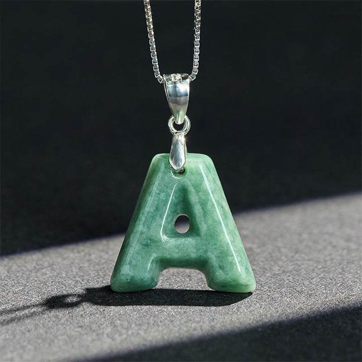 Buddha Stones天然 AZ 文字翡翠 925 スターリングシルバー シルムチェーン豊かさのネックレスペンダント - image 4