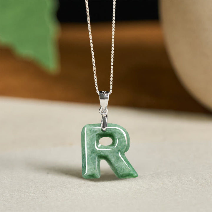 Buddha Stones天然 AZ 文字翡翠 925 スターリングシルバー シルムチェーン豊かさのネックレスペンダント - R - image 41