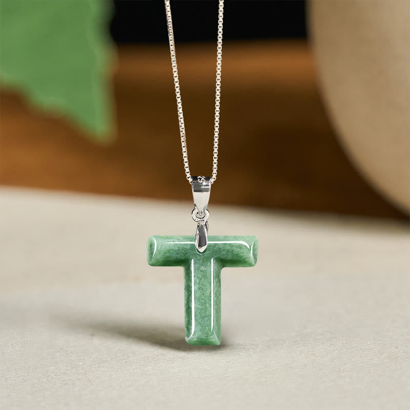 Buddha Stones天然 AZ 文字翡翠 925 スターリングシルバー シルムチェーン豊かさのネックレスペンダント - T - image 43