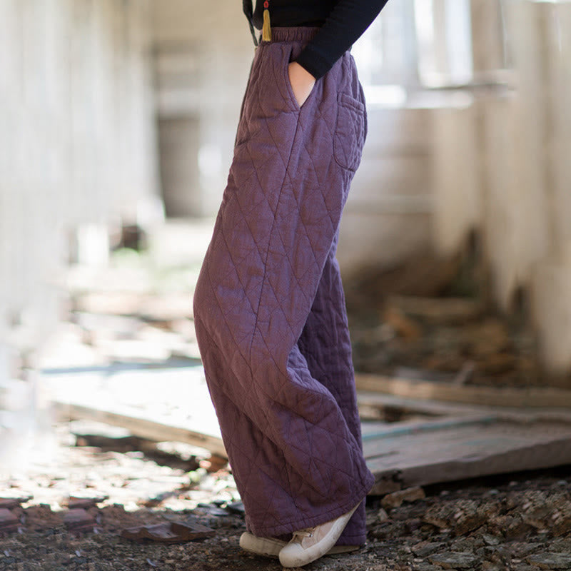 Buddha Stones無地 厚手コットン レディース ワイドレッグパンツ ポケット付き - image 11