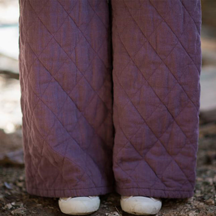 Buddha Stones無地 厚手コットン レディース ワイドレッグパンツ ポケット付き - image 12