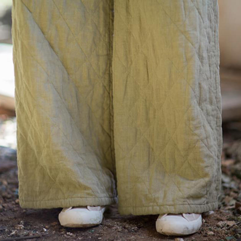 Buddha Stones無地 厚手コットン レディース ワイドレッグパンツ ポケット付き - image 17