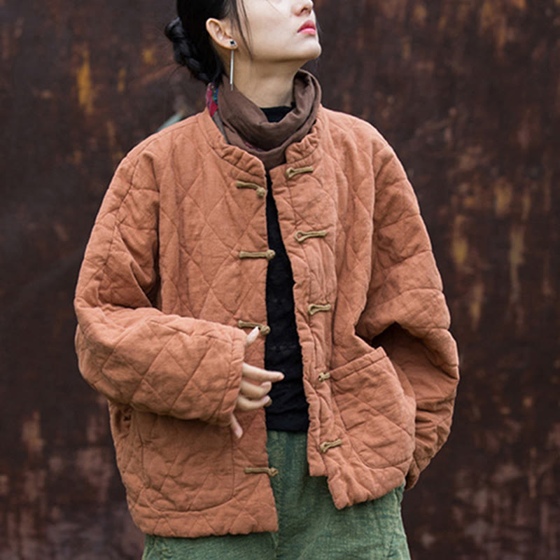 Buddha Stones冬用 カエルボタンライン オープンフロント コットン 長袖 レディース サーマルジャケット ポケット付き - image 17