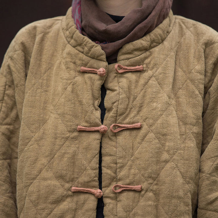 Buddha Stones冬用 カエルボタンライン オープンフロント コットン 長袖 レディース サーマルジャケット ポケット付き - image 30