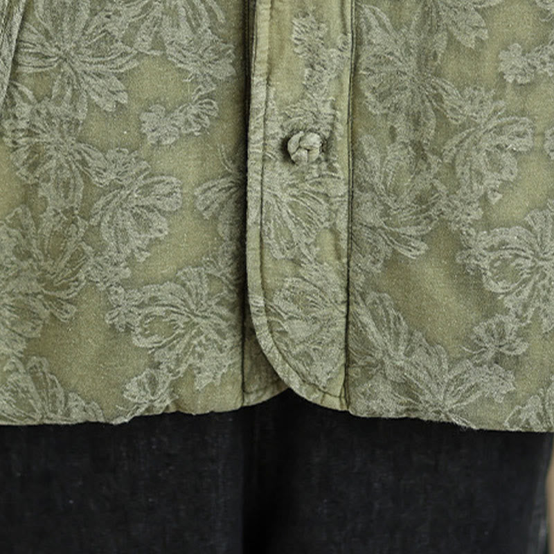 Buddha Stones冬用 Vネック ジャカード フロッグボタン コットン 長袖 レディース サーマルジャケット ポケット付き - image 11