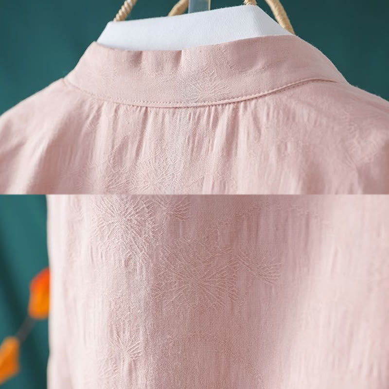 Buddha Stones冬用 カエルボタン刺繍 花 つる オープンフロント コットン 長袖 レディース サーマルジャケット - image 10