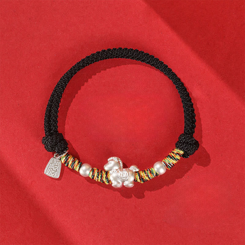 Buddha Stones999スターリングシルバー 馬年 自由 手作業製 ストリングブレスレット - 黒ロープ（手首周り：14～21cm） - image 16
