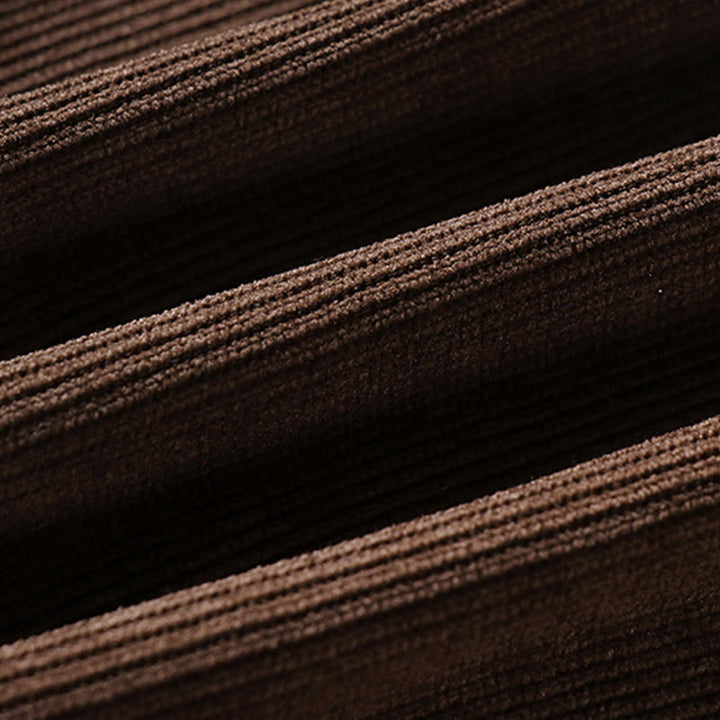 Buddha Stones冬 ボタン ジッパーデザイン 伸縮性ウエスト コットンコーデュロイ メンズ ワイドレッグパンツ ポケット付き - image 9