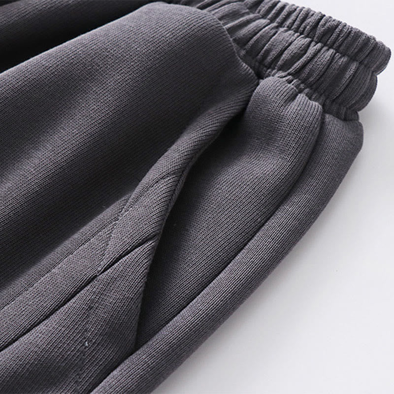 Buddha Stones秋冬 無地 ドローストリング レギュラー フリース裏地 伸縮性ウエスト メンズ コットン ハーレムパンツ ポケット付き - image 4