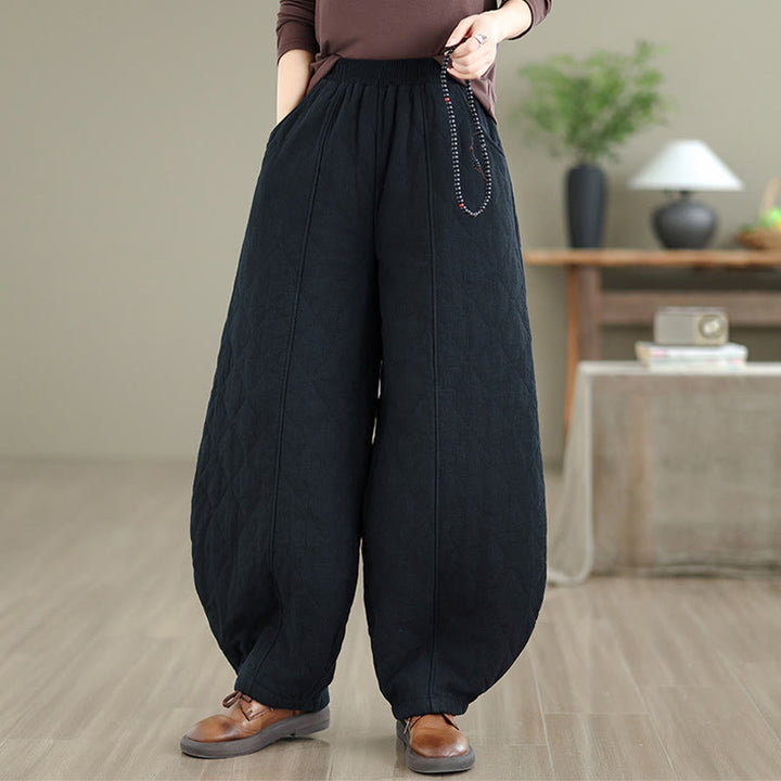 Buddha Stones冬 ダイヤモンド柄 コットン レディース ポケット付きパンツ - image 14