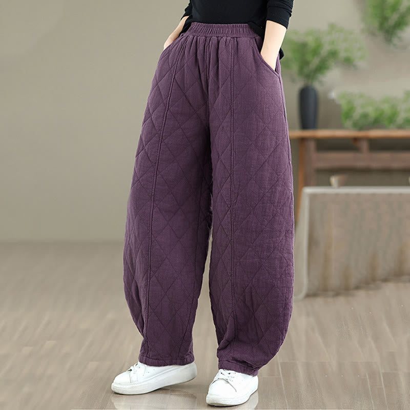 Buddha Stones冬 ダイヤモンド柄 コットン レディース ポケット付きパンツ - image 20