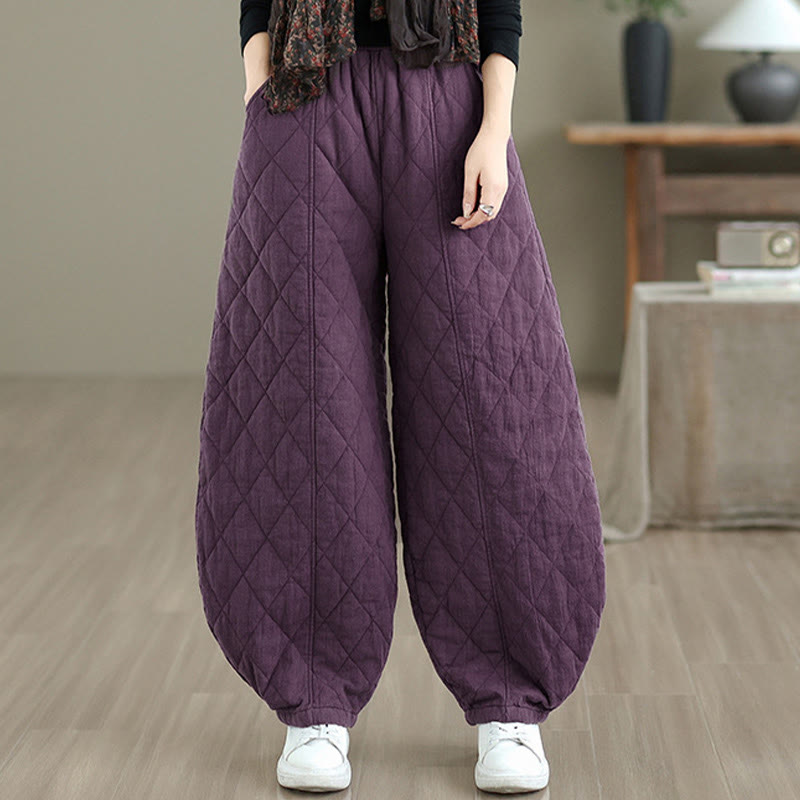 Buddha Stones冬 ダイヤモンド柄 コットン レディース ポケット付きパンツ - image 19